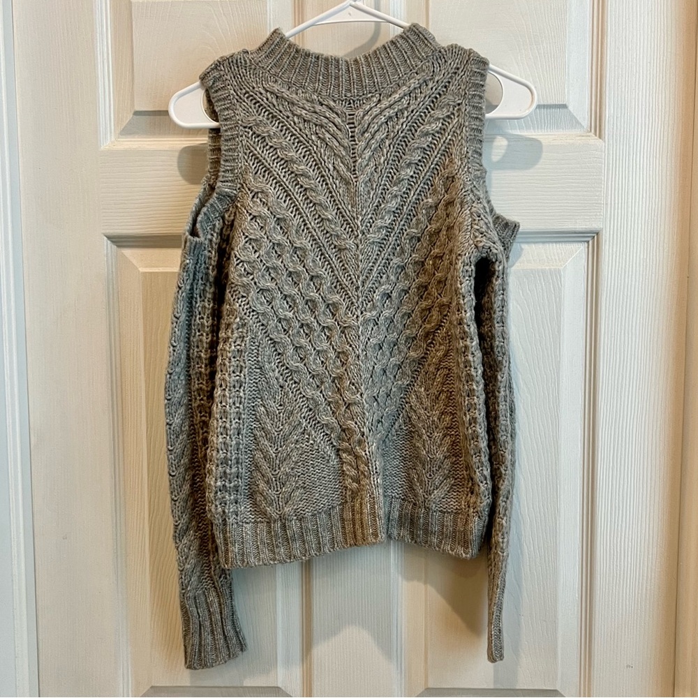 Express Light Gray Cold Shoulder Sweater Small